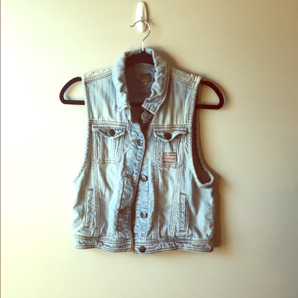 Jean vest Embroidered American flag